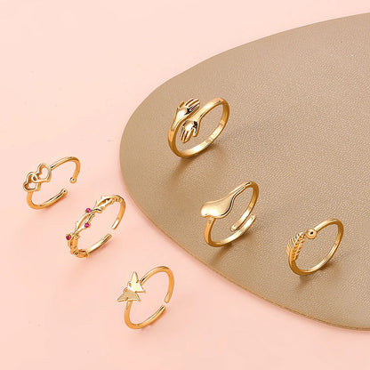 6Pcs Toe Rings for Women Adjustable Alloy Butterfly Feather Love Heart Designed Rings Summer Beach Barefoot Rings Jewelry Gifts