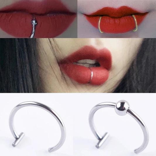 Non-piercing Lip Clip Cuff Fake Body Piercing Piecing Lip Stud Women Nose Ring C Lip Ring Body Piercing Jewellery Labret