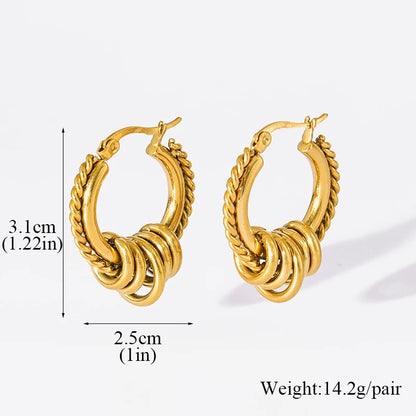 EILIECK 316L Stainless Steel Gold Color Twist Hoop Earrings For Women Fashion New Holiday Gift Ear Buckle Jewelry Bijoux Серьги