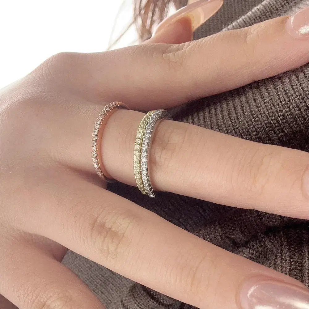 Tiny Delicate Micro Pave Zircon Rings For Women Trendy Chic Crystal Daily Dating Women's Stackable Ring Fashion Jewelry R133