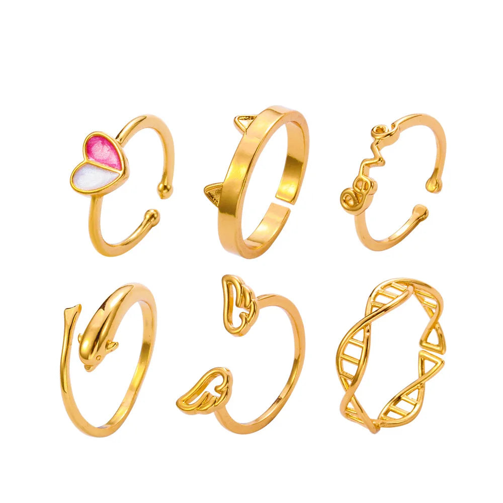 6Pcs Toe Rings for Women Adjustable Alloy Butterfly Feather Love Heart Designed Rings Summer Beach Barefoot Rings Jewelry Gifts