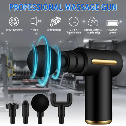 Pistolet de massage relaxant, mini masseur électrique pour le cou, la colonne cervicale, le fascia, fitness, avec plusieurs accessoires rechargeables par USB